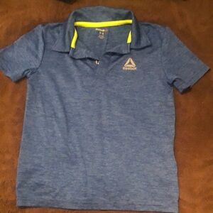 Reebok Blue and Yellow Polo Shirt with Sporty Design